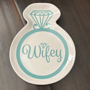 Wifey Jewelry Dish in White and Blue